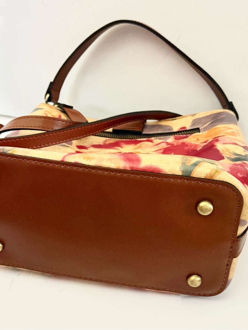 Patricia Nash Irving Crossbody Bucket Bag Leather Rare Rose Print Boho Hippie - Picture 7 of 8